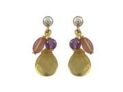 Dlux Jewels Citrine Semi Precious Stone with Gold Filled Post Earrings 0.87 in.