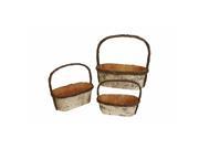 Wald Imports 8841 S3 Birch Baskets with Handles Set of 3