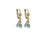 Dlux Jewels Light Multi Color Three 4 mm Fire Polish Beads Dangling Gold Filled Lever Back Earrings