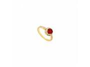 Fine Jewelry Vault UBUJ6516AGVYCZR Created Ruby CZ Engagement Ring Yellow Gold Vermeil 1.50 CT TGW 26 Stones