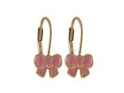 Dlux Jewels 17 mm Pink Enamel Bow with Gold Plated Brass Lever Back Earrings