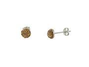 Dlux Jewels SS 6m peach Sterling Silver Peach Shamballa Half Ball Earrings