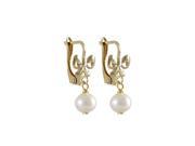 Dlux Jewels White 6 mm Pearl Dangling with Gold Filled Lever Back Earrings Box