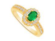 Fine Jewelry Vault UBUNR82906Y148X6CZE CZ Emerald Halo Engagement Ring in 14K Yellow Gold 10 Stones
