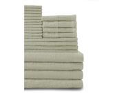 Baltic Linen Belvedere Row Multi Count 100 Percent Cotton Complete Towel Set Thyme Green 24 Piece