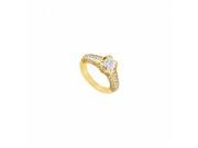 Fine Jewelry Vault UBJ964Y14CZ CZ Engagement Ring 14K Yellow Gold 1 CT CZ 62 Stones