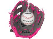 Franklin Sports 22703 9.5 in. RTP Teeball Performance Gloves and Ball Combo Graphite Pink Right Handed Thrower