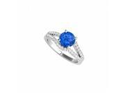 Fine Jewelry Vault UBUNR50851EW14CZS Sapphire CZ Engagement Ring With Split Shank Design 28 Stones