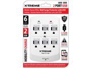 Xtreme Cables 28621 6 Outlet Wall Tap Surge Protect White