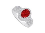 Fine Jewelry Vault UBUNR82546AG8X6CZR Ruby CZ Twisted Shank Ring in 925 Sterling Silver 36 Stones