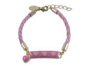 Dlux Jewels Hot Pink Enamel Bar with White Hearts Pink Cord Bracelet Brass 6 x 1 in.