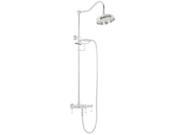 World Imports 382257 Wall Mount Exposed Shower Faucet with Hand Shower and Plain Porcelain Lever Handles Satin Nickel