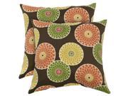 Greendale Home Fashion OC4803S2 FLOWER CHOC Outdoor Accent Pillows Set of Two Flowers on Chocolate