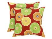 Greendale Home Fashion OC4803S2 FLOWER RED Outdoor Accent Pillows Set of Two Flowers on Red