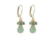 Dlux Jewels Green Chalcedony Semi Precious Stones with Gold Plated Brass Lever Back Earrings 1.42 in.
