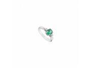 Fine Jewelry Vault UBUK10275AGCZE Created Emerald CZ Ring 925 Sterling Silver 1.10 CT TGW 2 Stones