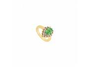 Fine Jewelry Vault UBUK23775Y14CZE Created Emerald CZ Ring 14K Yellow Gold 1.50 CT TGW 13 Stones
