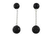 Dlux Jewels Gold Black Crystal Ball Earrings