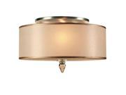 Luxo Collection 9503 AB Antique Brass Semi Flush with Light Gold Silk Shade