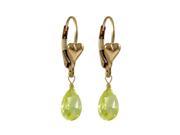 Dlux Jewels Gold Filled Heart Lever Back Earrings with Hanging Apple Green 6 x 9 mm Cubic Zirconia Teardrop 1.14 in.