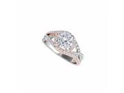 Fine Jewelry Vault UBNR50849ETTWP14CZ Criss Cross CZ Engagement Ring in 14K Two Tone Gold