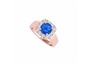 Fine Jewelry Vault UBUNR50823EAGVRCZS Sapphire CZ Halo Engagement Ring in Rose Gold Vermeil