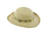 Dorfman Pacific LR332OS NAT Womens Scala Collezione Raffie With Palm Tree Tape Hat Natural