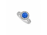 Fine Jewelry Vault UBUNR83315AGCZS Sapphire CZ Engagement Ring in 925 Sterling Silver 22 Stones