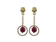 Dlux Jewels Garnet 4 mm Semi Precious Ball with 8 mm Braided Ring Dangling Gold Filled Post Earrings