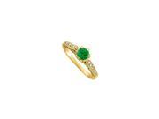 Fine Jewelry Vault UBUNR50458Y14CZE Emerald CZ Engagement Ring 14K Yellow Gold 1.25 CT TGW 12 Stones