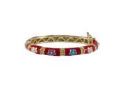 Dlux Jewels 35 mm Red Enamel Flower Gold Plated Brass Bangle Multi Color