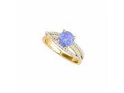 Fine Jewelry Vault UBUNR50862EY14CZTZ Criss Cross Design Engagement Ring With Tanzanite CZ 56 Stones