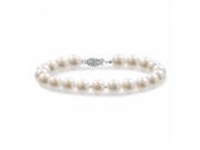 Fine Jewelry Vault UBBRBK7070AGFWWH 8 mm. Freshwater Cultural White Pearl Bracelet 7 in. With Silver Filigree Clasp