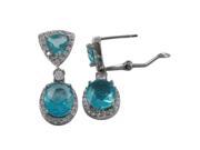 Dlux Jewels Sterling Silver Blue Cubic Zirconia Earrings