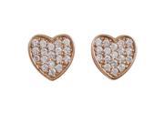 Dlux Jewels SS rosewht Rose Heart Cubic Zirconia Earrings Sterling Silver