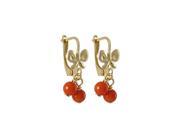 Dlux Jewels 4 mm Red Balls Dangling with 19 mm Long Gold Filled Lever Back Earrings