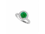 Fine Jewelry Vault UBUNR50838EAGCZE May Birthstone Emerald CZ Halo Engagement Ring 8 Stones
