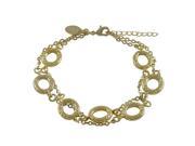 Dlux Jewels Gold 9.5 x 11 mm Open Hammered Ovals Gold Plated Brass Chain Two Row Bracelet