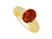 Fine Jewelry Vault UBNR83553AGVY9X7CZGR Oval Garnet CZ Ring in 18K Yellow Gold Vermeil 8 Stones