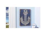 Giftcraft 84625 14 x 19 in. MDF Anchor Design Wall Plaque with Black Metal Blue White