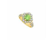 Fine Jewelry Vault UBNR50592AGVYCZPR Perfect Peridot CZ Halo Engagement Ring 8 Stones