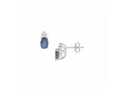 Fine Jewelry Vault UBUIC562W14CZS Blue Created Sapphire CZ Earrings in 14K White Gold 1 CT TGW 6 Stones