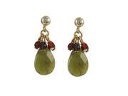 Dlux Jewels Olive Jade Semi Precious Stones with Gold Filled Post Earrings 1 in.