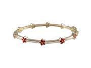 Dlux Jewels 50 in. Brass Gold Red Flower Bangle