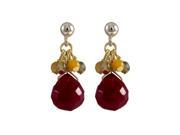 Dlux Jewels Ruby Semi Precious Stones Gold Filled Post Earrings 1 in.
