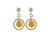 Dlux Jewels Honey 6 mm Semi Precious Ball on 10 mm Braided Ring with Gold Filled Ball Post Earrings 0.75 in.
