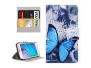 Blue S SCS 5683C Blue Butterfly Patterns Horizontal Flip Leather Case with Magnetic Snap Card Slots