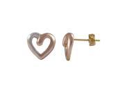 Dlux Jewels Tri Color Heart Gold Tone Brass Post Earrings