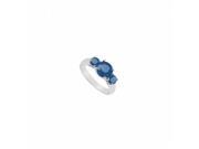 Fine Jewelry Vault UBJ191W14S 101RS8.5 Three Stone Sapphire Ring 14K White Gold 0.75 CT Size 8.5