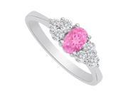 Fine Jewelry Vault UBUNR82609W148X6CZPS Pink Sapphire CZ Seven Stones Ring in White Gold 6 Stones